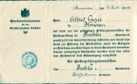 1909 / Meisterbrief von Alfred Geyer
