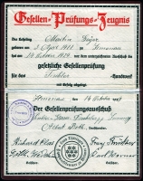 1929 / Gesellenpruefungszeugnis von Martin Geyer