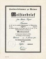 1936 / Meisterbrief von Martin Geyer