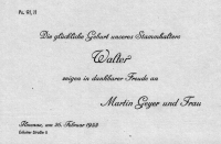 Geburtsanzeige von Walter Geyer
